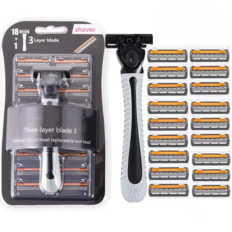Brand New Design Men Razor Shaving Three Layer Shaver Reusable Razor Imported Blade Multi Tool Head Change