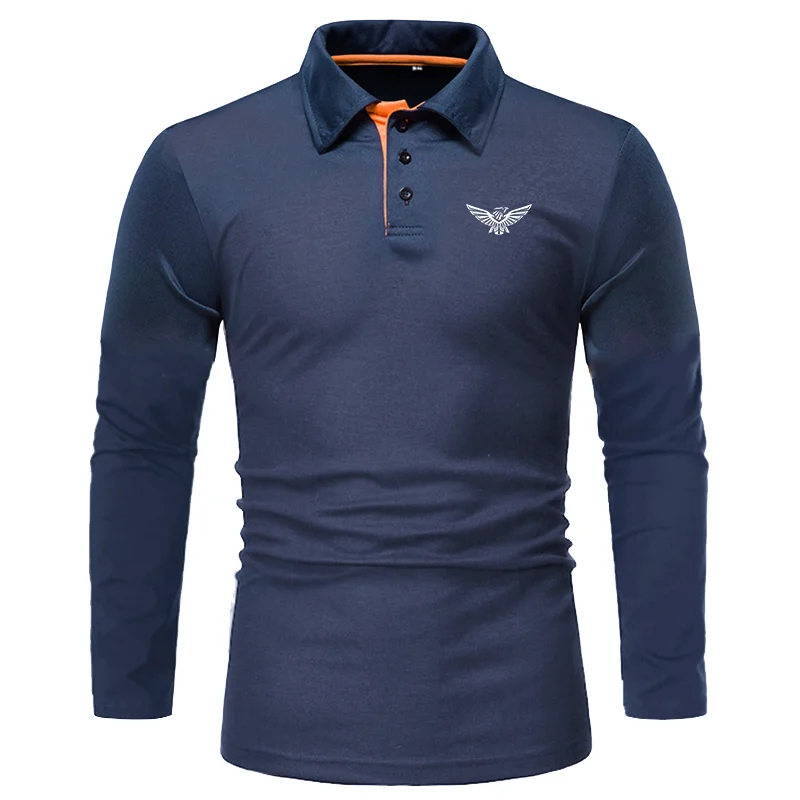 2022 New Autumn Men Fashion Slim Fit Long Sleeve Fashion Polo Shirts , Men Personality Sport Casual Tops Print Polo Shirts .