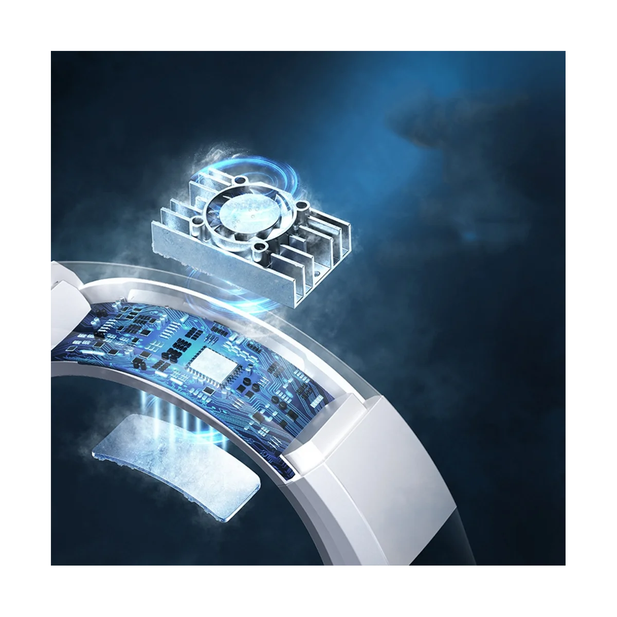 

Портативный беслопастной USB-вентилятор для шеи, 4000 мАч, охлаждающий полупроводниковый бесшумный вентилятор для лета, синий