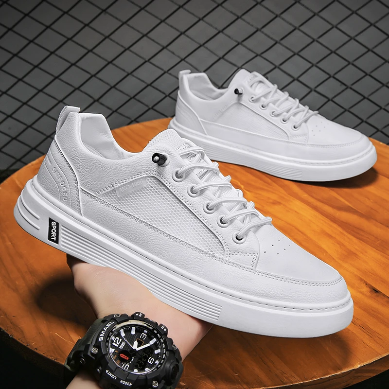 

Trendy Microfiber Lace Up Men's Casual Shoes Summer Hollow Breathable Men's Sports Shoes Outdoor Flats Men's Board Shoes