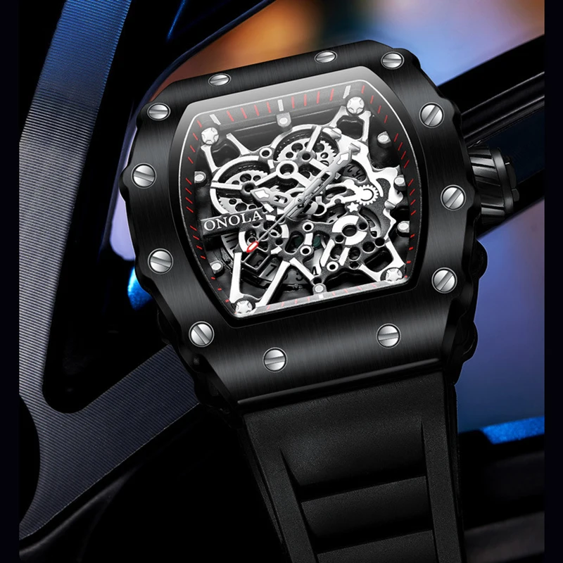 

Fashion Tonneau Quartz Men Watches Rubber Strap Top Brand Luxury Luminous Male Clock Sport Mens Wrist Watch Relogio Masculino