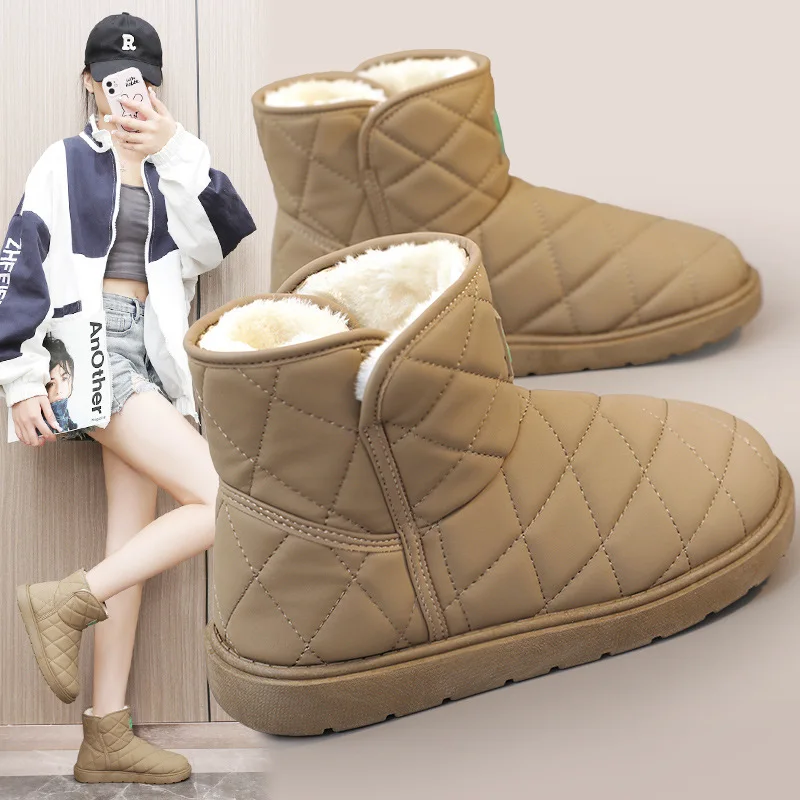 

New 2023 Winter Korean Edition Suede High Top Snow Boots for Female Students High Top Elevated Casual Warm Cotton Shoes