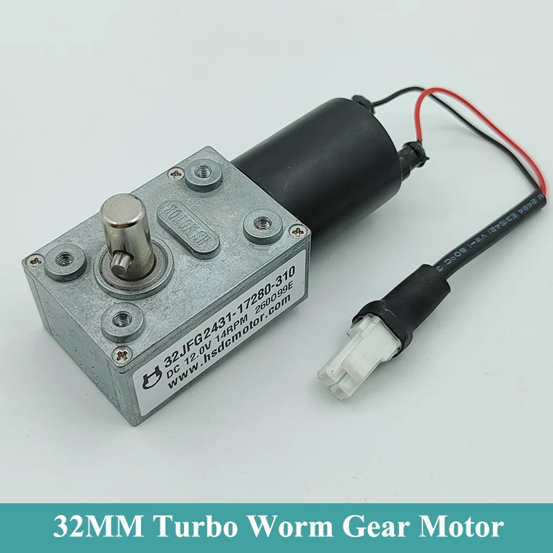 

32MM Micro 7-Type Mini 370 Turbo Worm Metal Gear Motor DC 6V-12V 14RPM Slow Speed Large Torque Reduction Motor DIY Turntable Toy