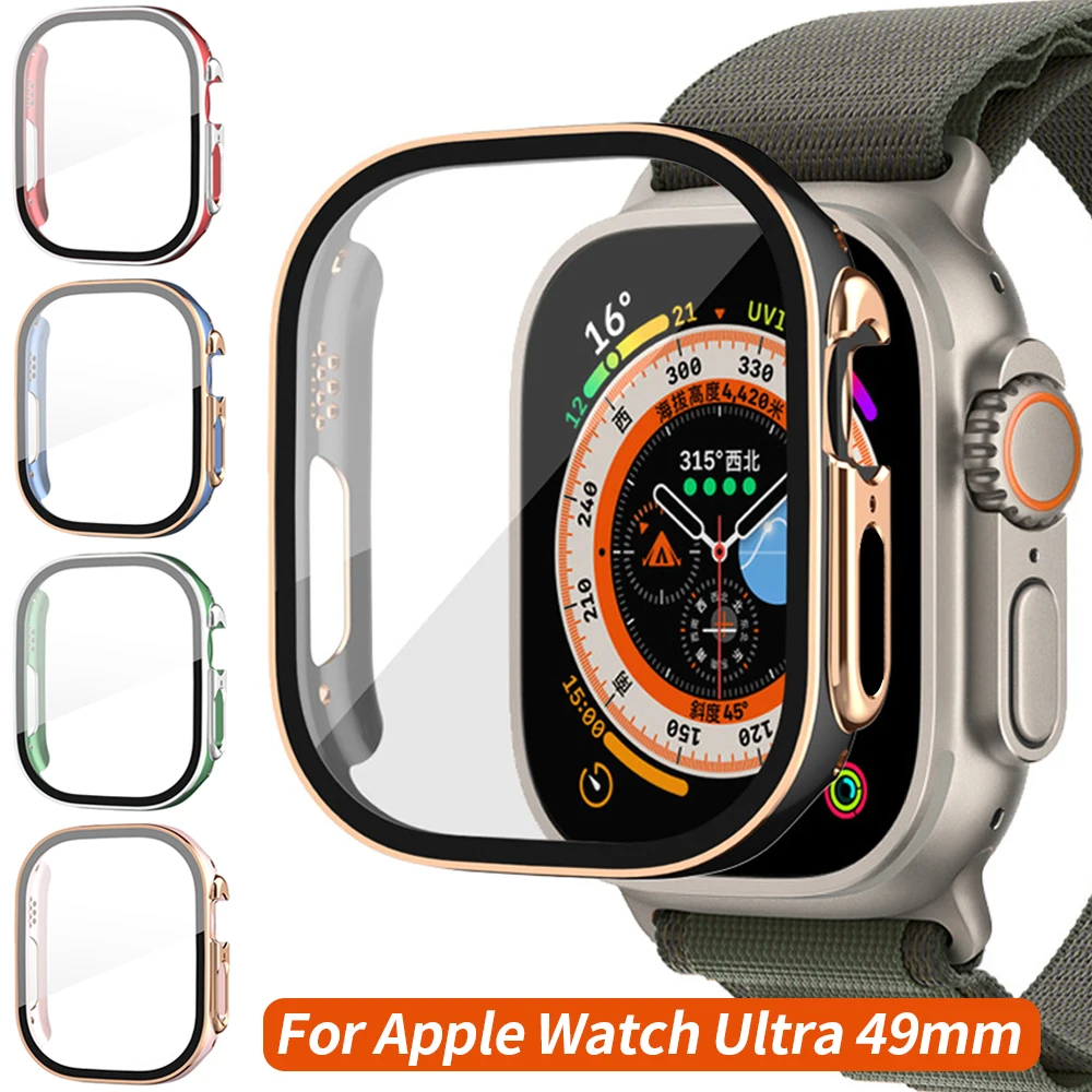 

360 Full Protective Cover+Glass for Apple Watch Ultra 49mm Bumper Double Colors Screen Protector for iWatch Series Ultra 49 Case