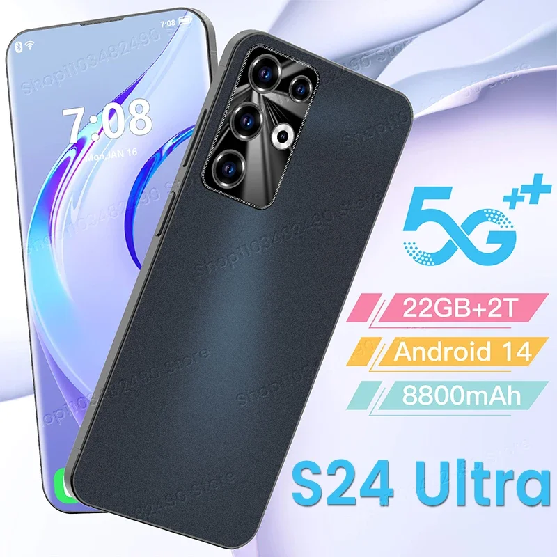 2024 Новый смартфон S24 Ultra, 7,3-дюймовый полноэкранный сотовый ...