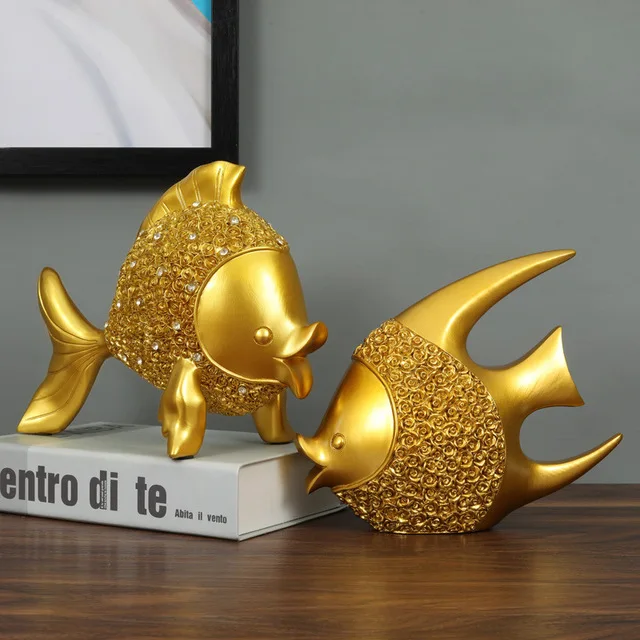 Современные счастливые золотые рыбы аксессуары из смолы домашняя гостиная