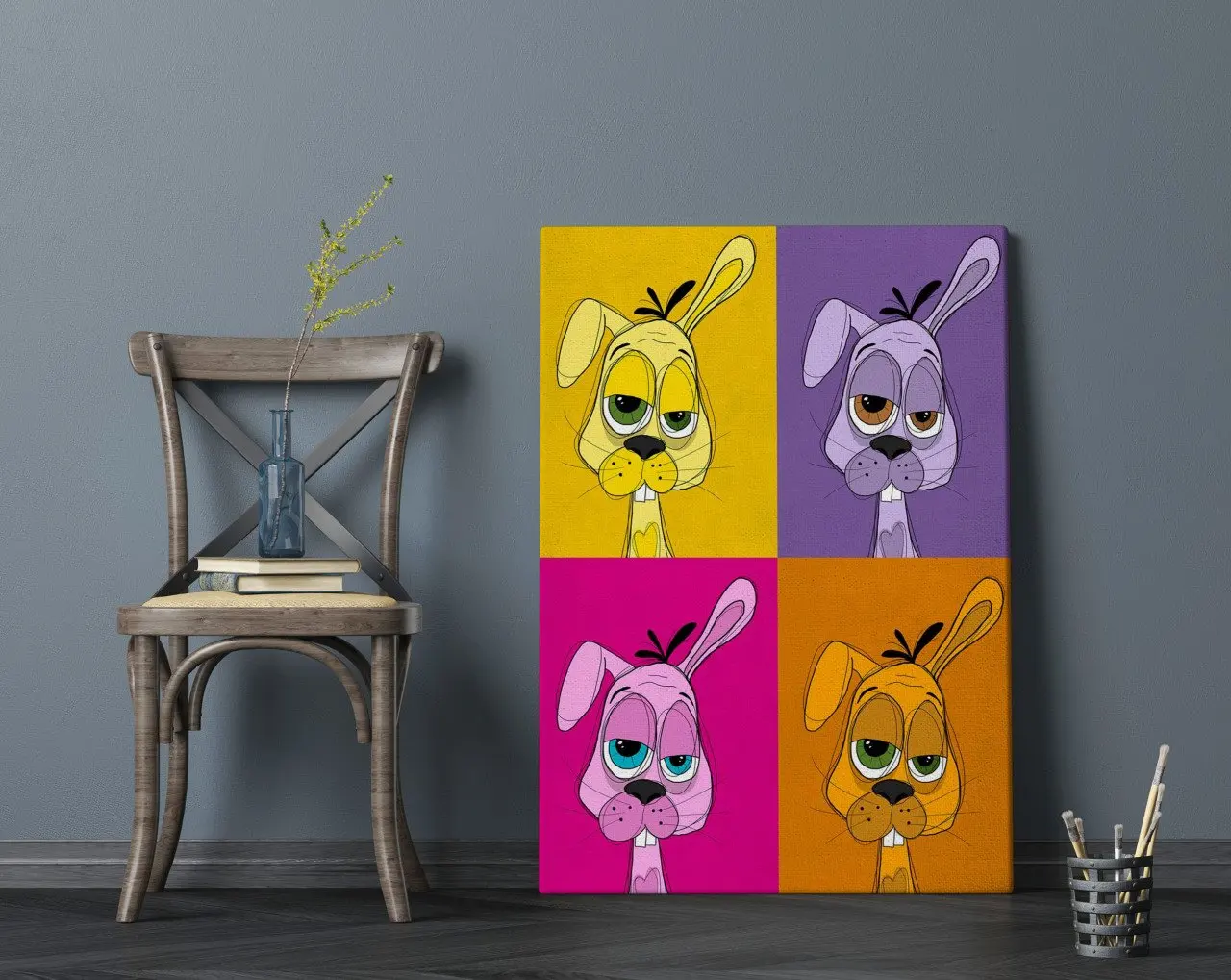 

BK домашний пьяный кролик, разноцветный дизайнерский холщовый стол 70x100 см-1