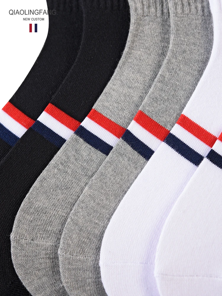 TB short socks gift box men and women couple boat socks pure cotton sports four bars shallow mouth socks short socks 6 pairs