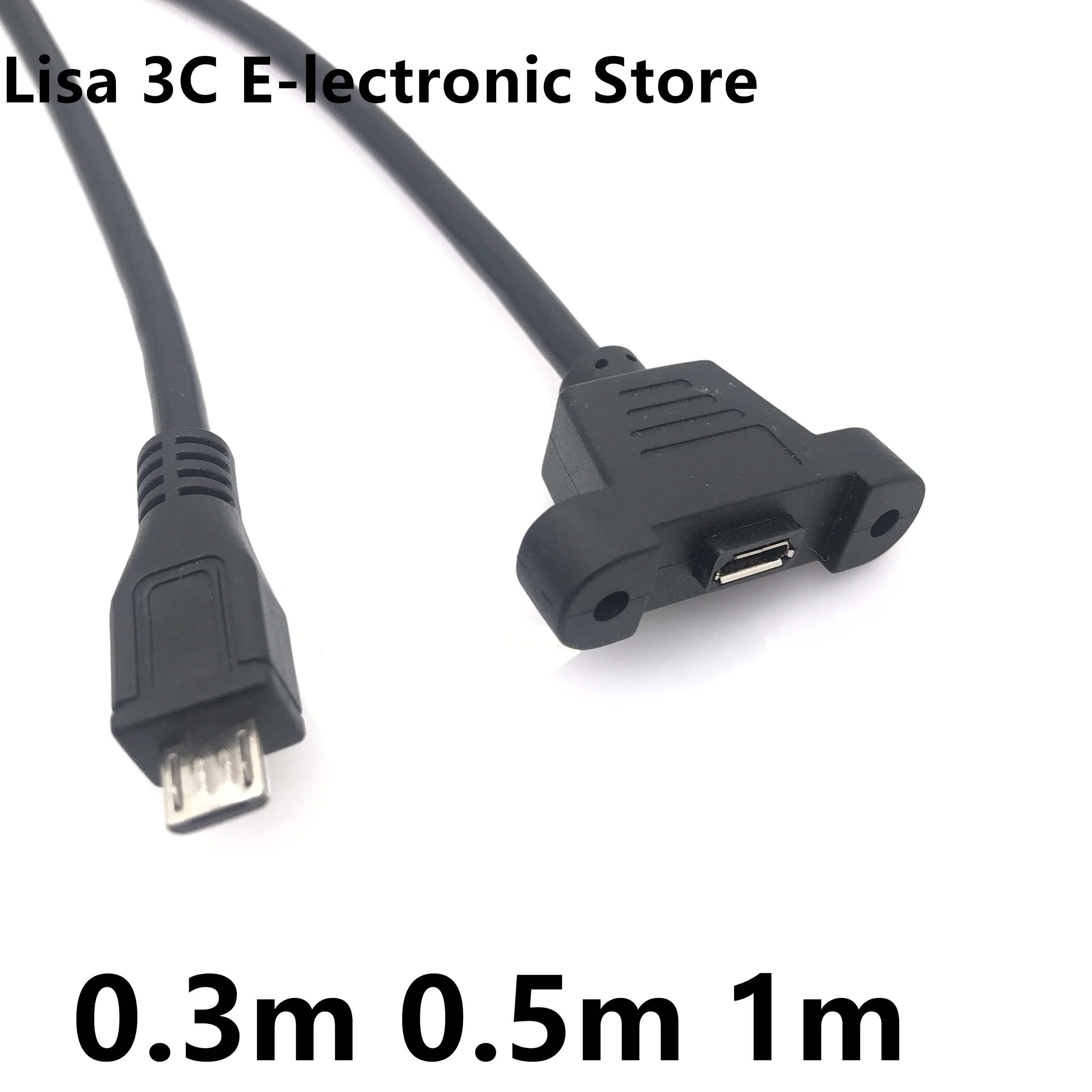 

5pin Micro USB 2.0 Type B Male to Female Extension Data Charge Screw Lock Panel Mount Cable 0.3m/0.5m/1m