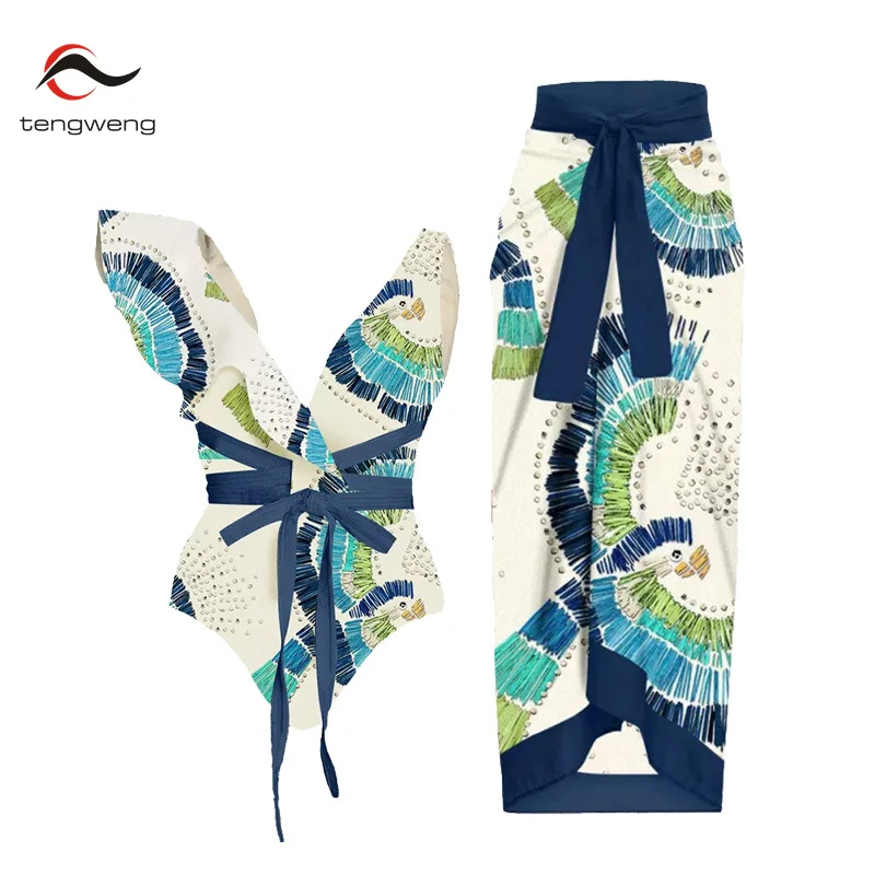 TW Women's Swimwear 2023 One Piece Swimsuit Push Up Bodysuit Sexy One-Piece Suits Beachwear Strap Bathing Suit Print Monoini