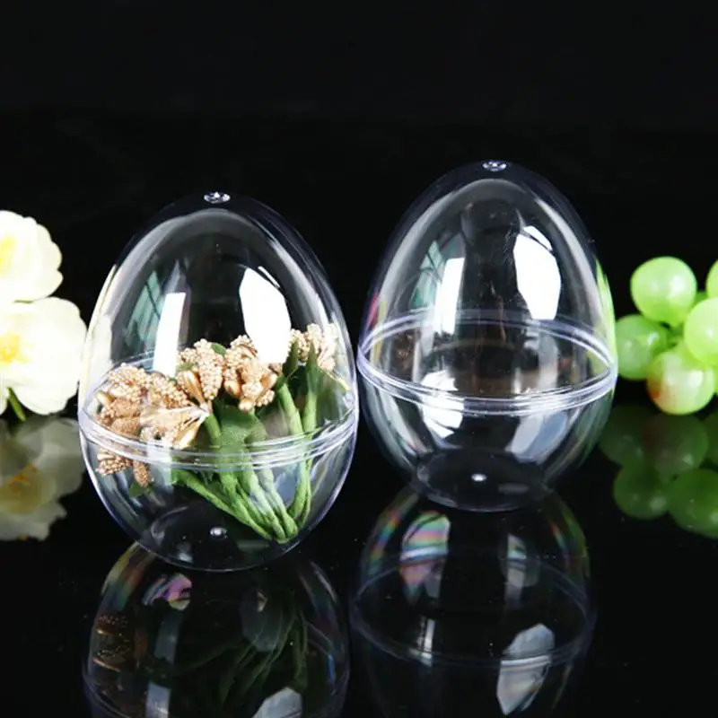 

10pcs Clear Plastic Fillable Ball Ornament Egg Shape DIY Plastic Ball Bath Bomb Crafting Mold Christmas Wedding Party Decor