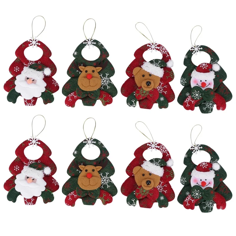 

8Pc/Set Christmas Decorations Christmas Tree Hanging Ornaments Non-Woven Elk Snowman Doll Pendant 3D Santa Claus