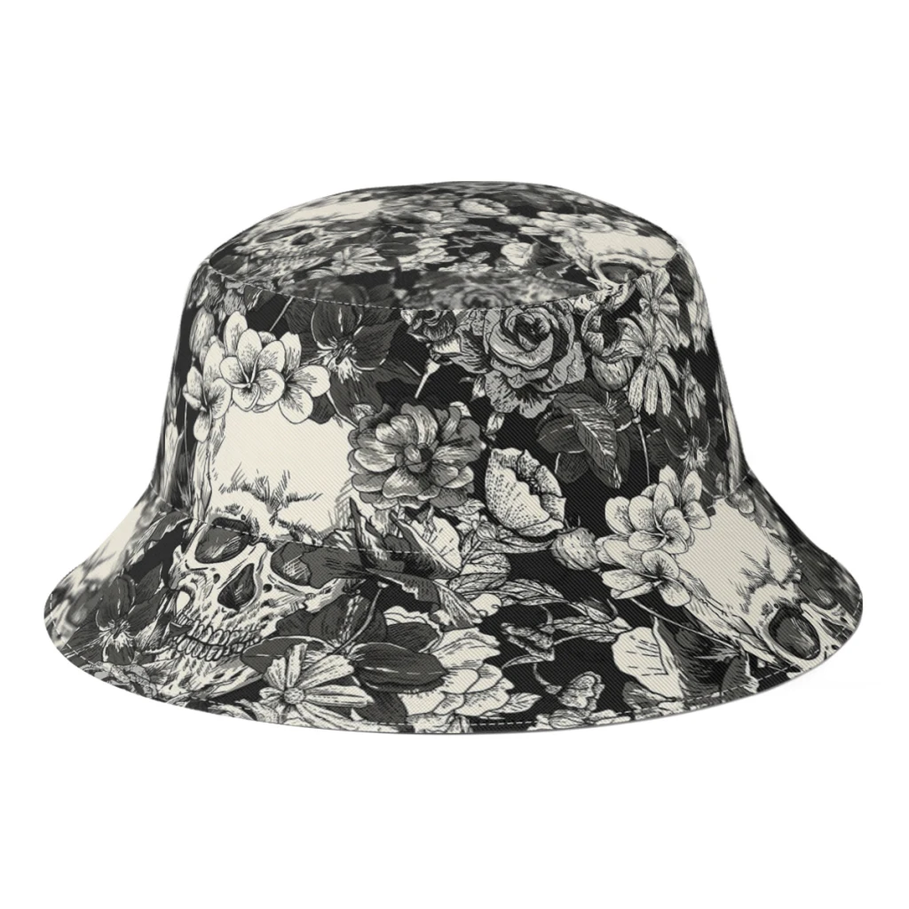 

Unisex Polyester SKULLS Floral Bucket Hat Women Summer Sunscreen Panama Gorros Men Outdoor Fishing Fisherman Hat Dropshipping