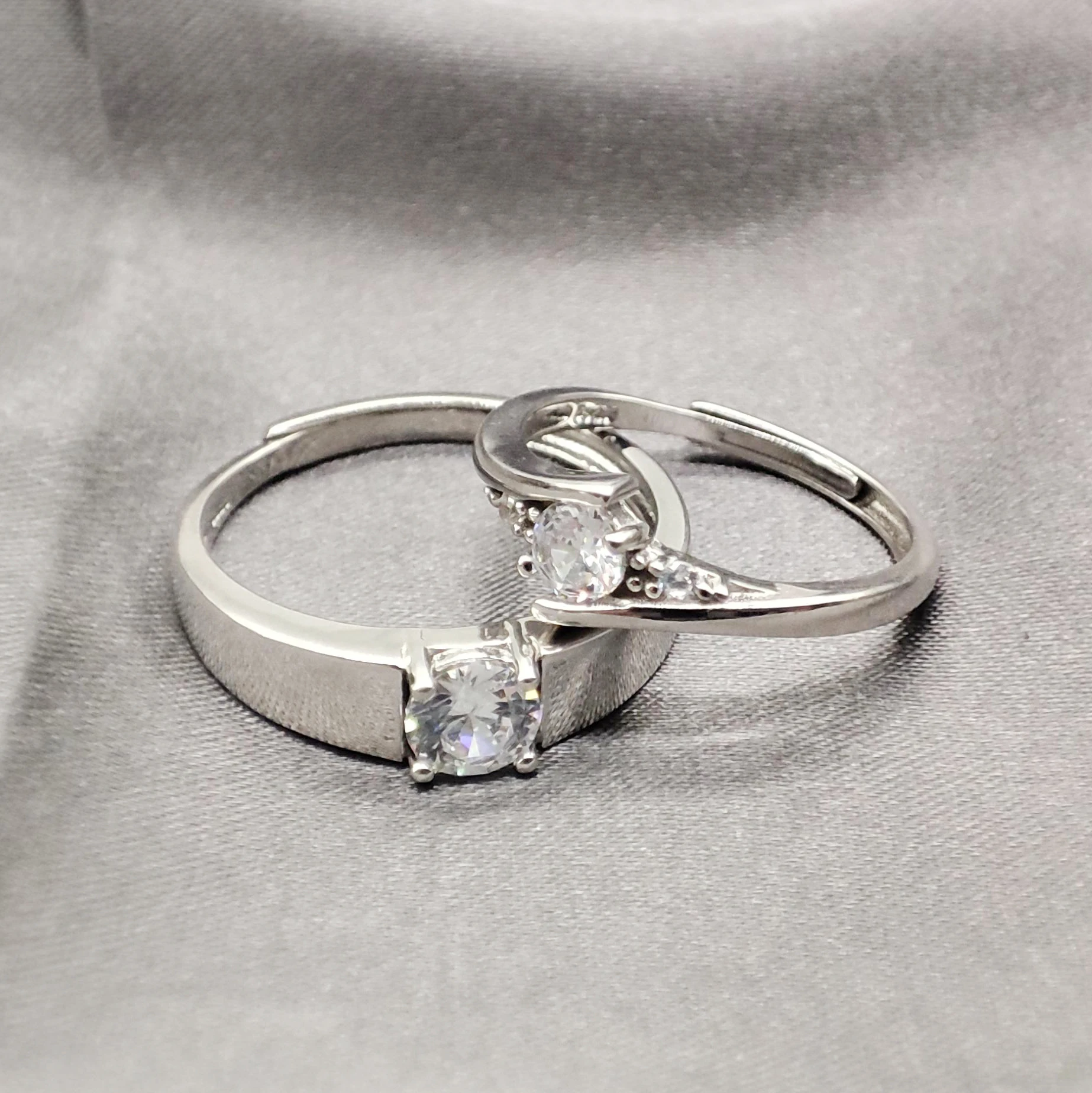 

925 Sterling Silver Rings for Couple Adjustable Moissanite Finger Rings Women's Engagement Dating Marriage Wedding Ring With Box