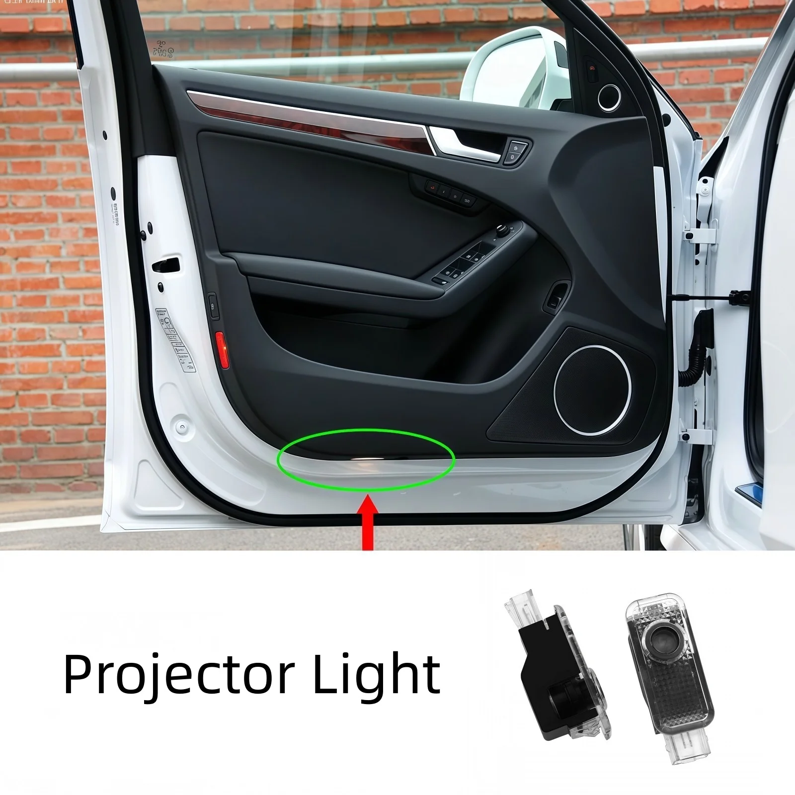 Фото Комплект из 2 светодиодных проекционных фонарей (LED) для дверей автомобиля с эффектом «Ghost Shadow» для VW Passat B5 B5.5 2000-2010, Touareg 7L, Phaeton №1