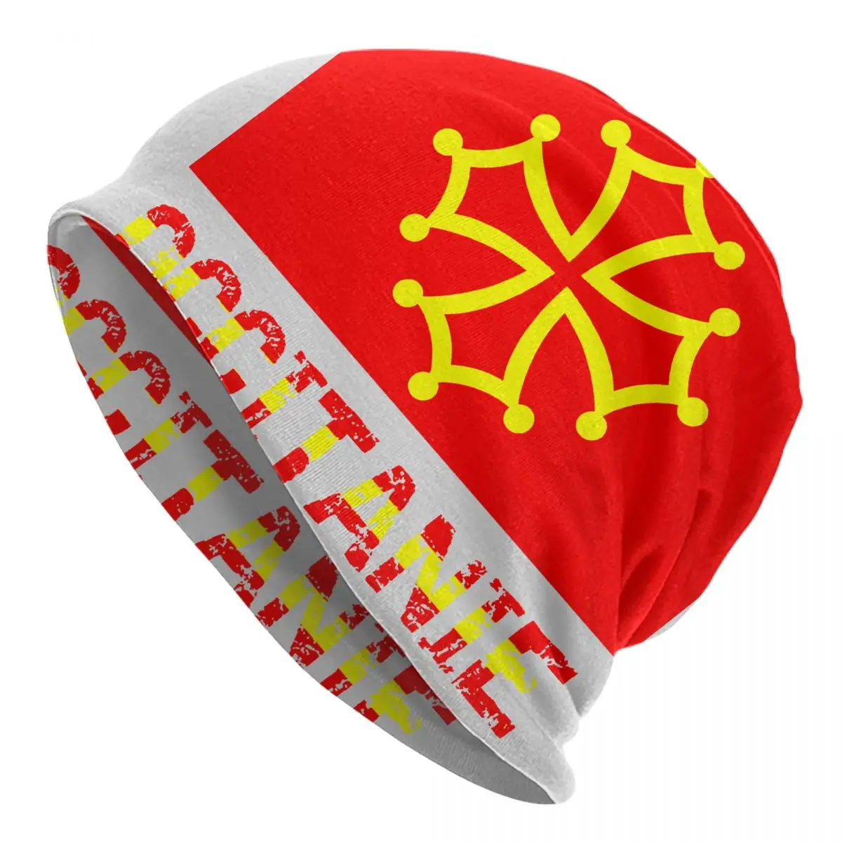 

Knit Hat Bonnet Hats sun Drapeau De L'Occitanie + Inscription En Français Kids cap Unisex R273 Knitting Hat Funny