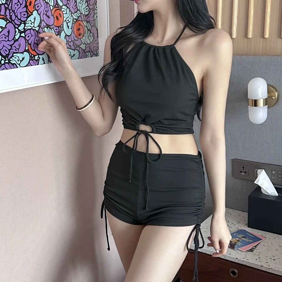 Новый комплект из двух предметов женский черный купальник сексуальное бикини с