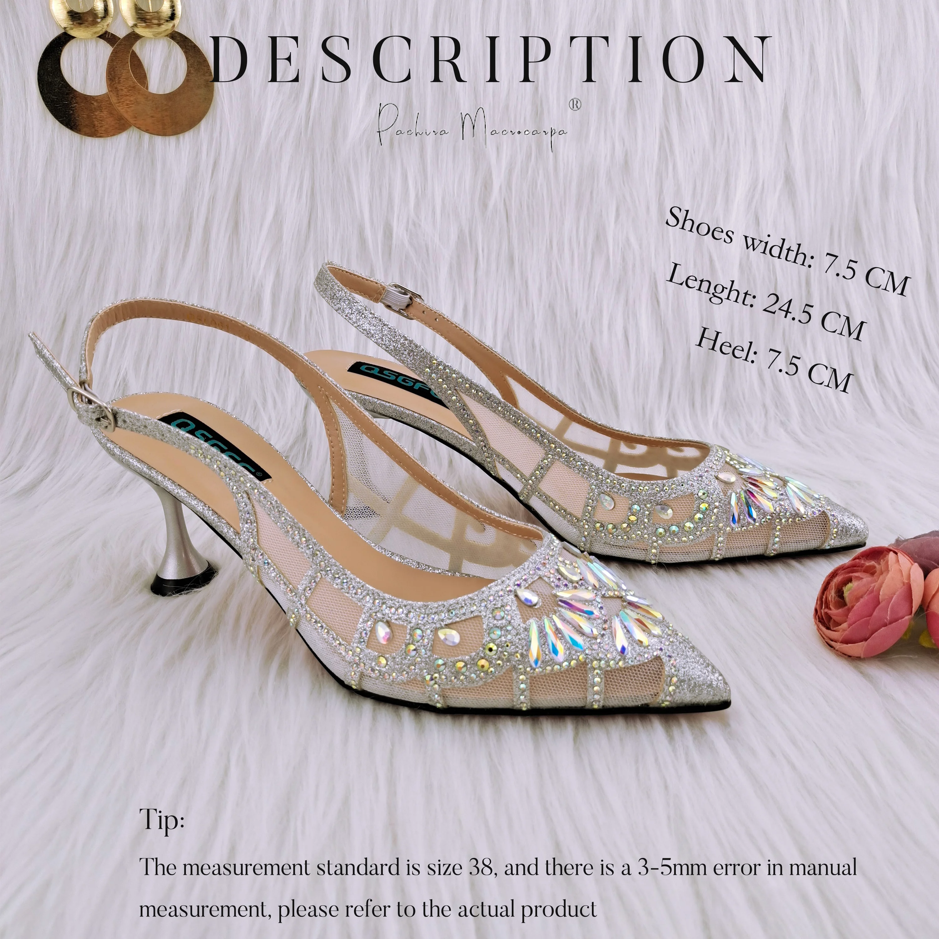 2022 New Style Versatile Silver Pointed Toe Shoes Flowing Color Rhinestone Decoration Party Ladies Shoes And Bag