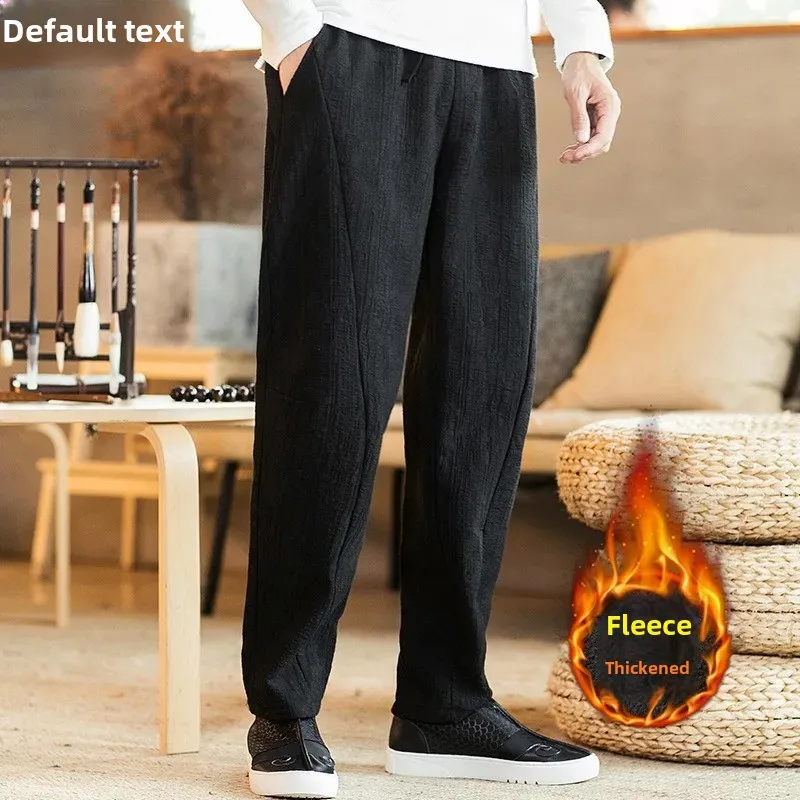 Весенне-осенние новые повседневные брюки мужские молодежные льняные