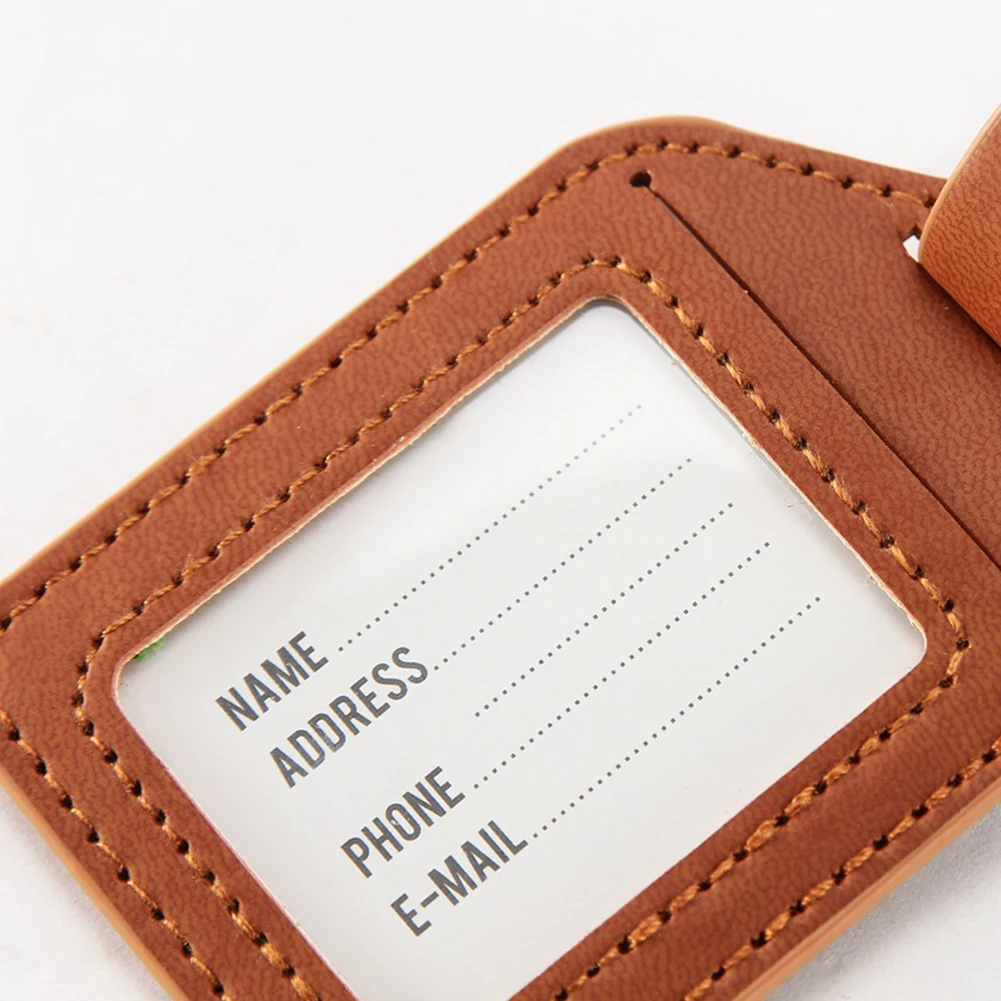 1 PC Portable PU Leather Luggage Tag Suitcase Identifier Label Baggage Board Bag Tag Name ID Address Holder Travel Passport Card