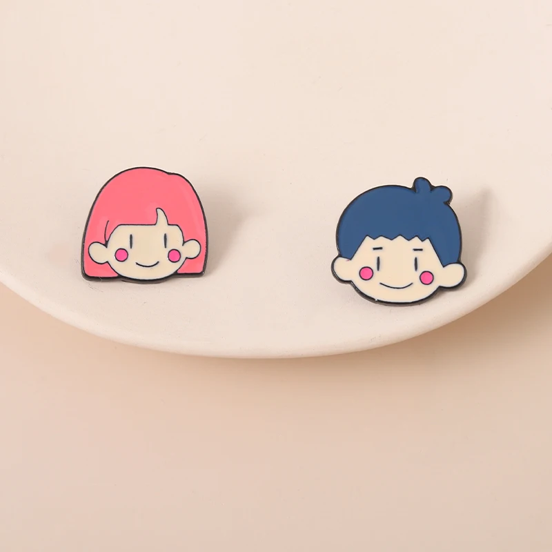 

Simple Boys And Girls Brooch Pendant Metal Cartoon Double Group Badge Bag Clothing Pin Accessories Pin Lovers Medal Wholesale