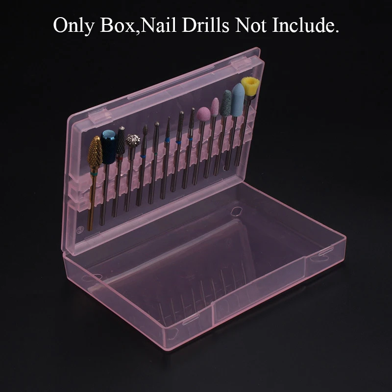 14 Gird Nail Drill Bits Holder Empty Storage Box Manicure Milling Container Cuticle Accessories Acrylic Cover Tools Storage Case images - 6