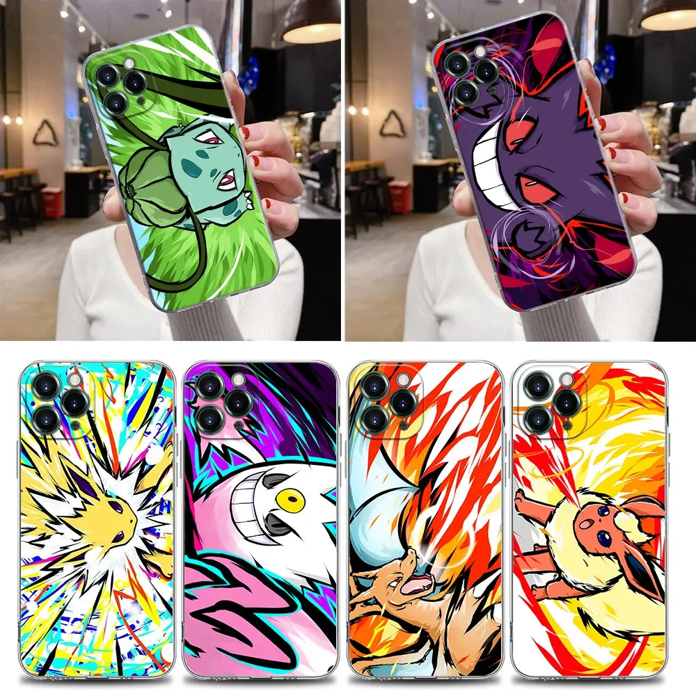 Прозрачный чехол Bulbasaur Gastly Pokemon для iPhone 16 15 14 13 12 11 Pro Max Mini Xs XR X 7 8 Plus 6 мягкая задняя