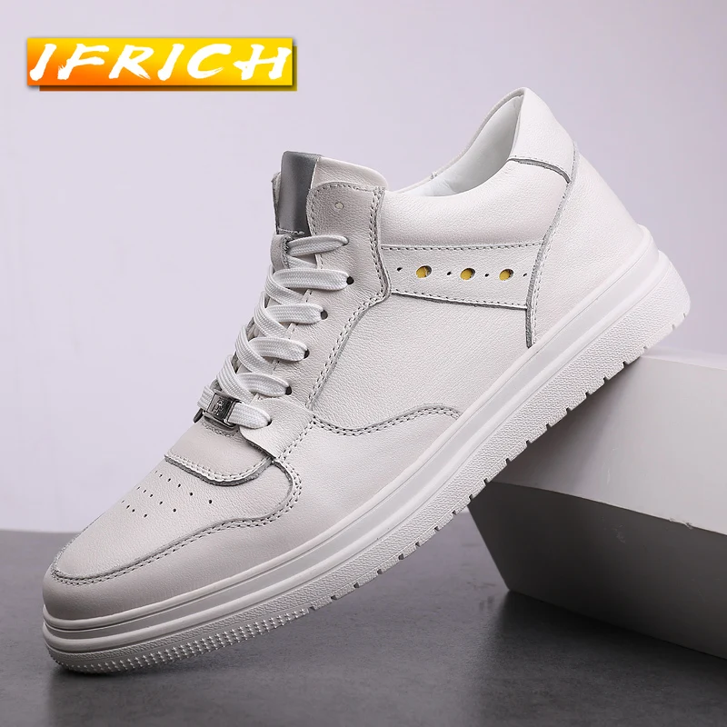 

2022 New Trend Leather Shoes For Men Black Casual Brand Men Shoe Fashion Mens Lace Up Sneakers Genuine Leather Walking Shoe Man