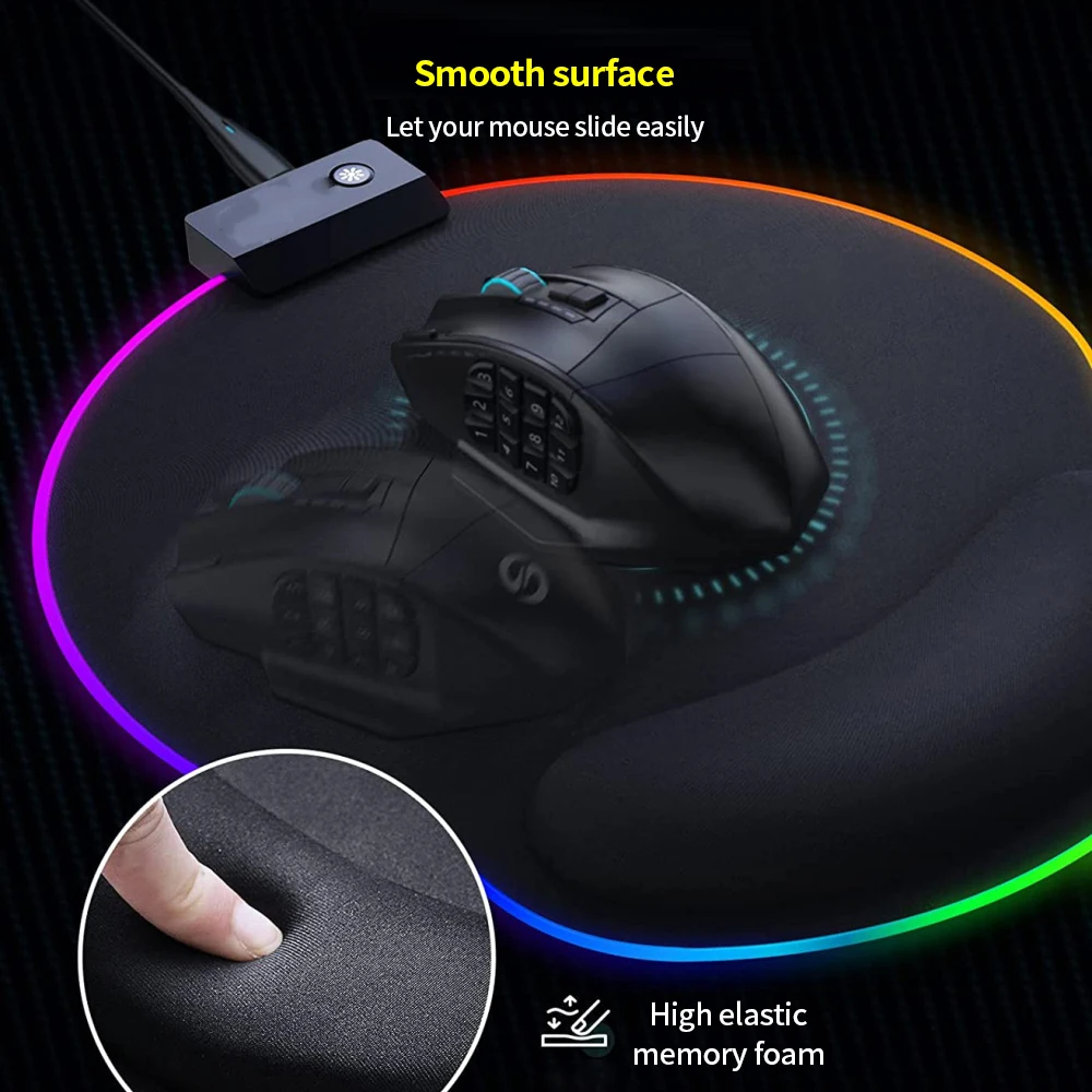 

With Wrist Protection Mouse Pad Sponge Rubber Mat Mousepad Led Light Luminous Deskmat With Backlit Gaming Mouse Carpet Cs Dota