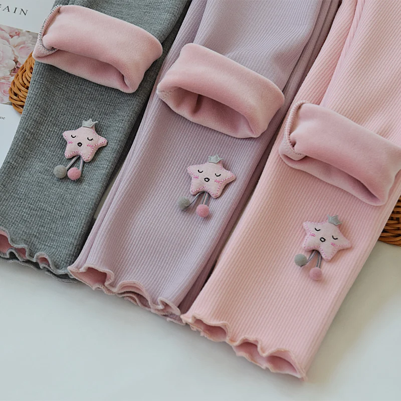 Girls Leggings High Quality Thick Warm Winter Autumn Korean Bow Kids Trousers Children Pants Baby Star Tight Cotton Toddler enlarge