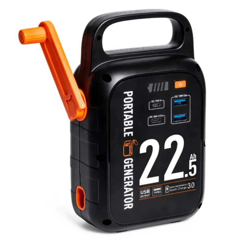 

22500mAh hand crank alternative energy generator PD QC3.0 portable ac output power bank quick charge