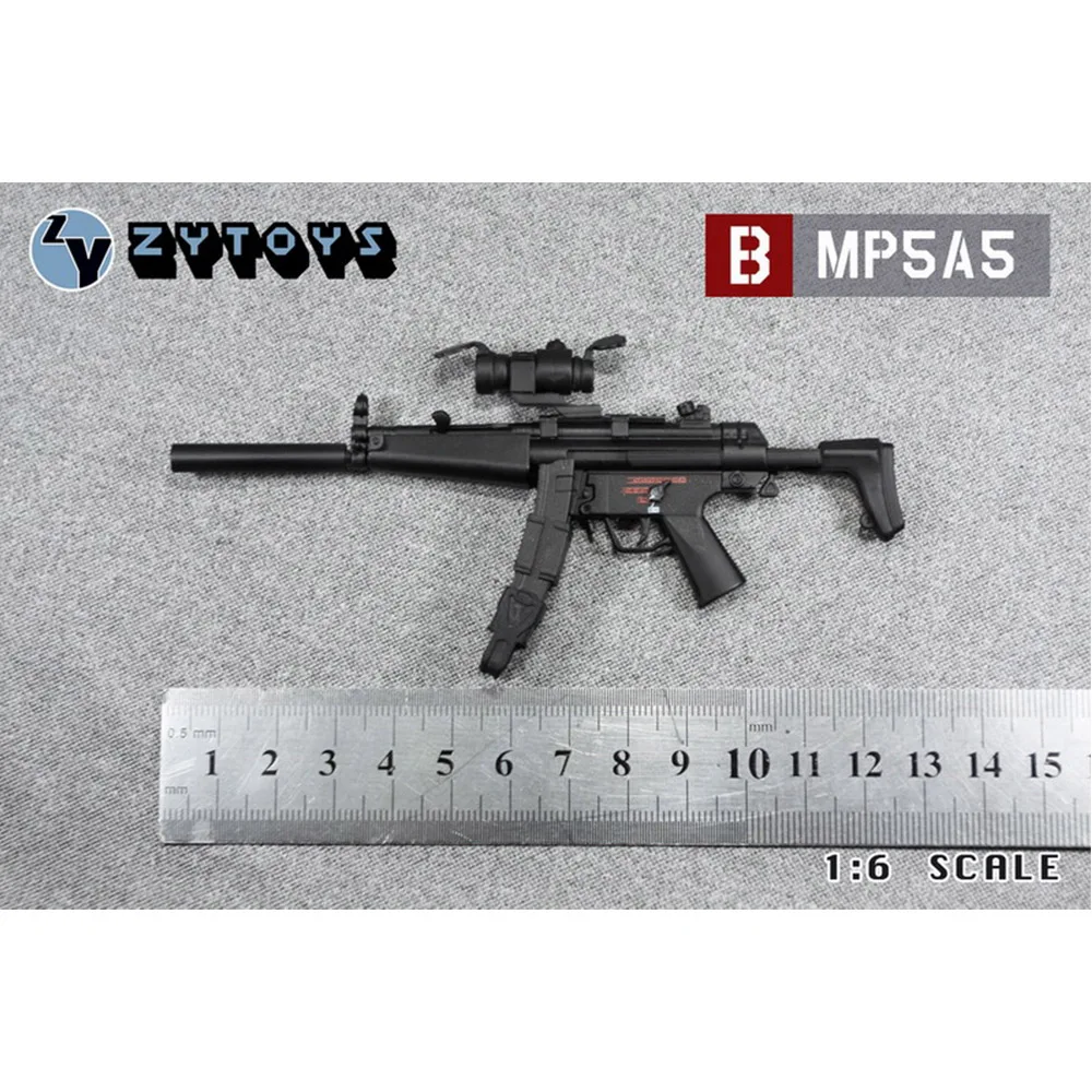 

New 1/6th MP5 Submachine Gun MP5A5 Black PVC Material Can't Be Fired Model For 12inch Soldier Scene Component Weapon Series