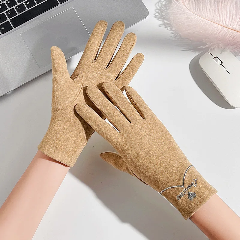 

Winter Women Slim Windproof Touch Screen Driving Gloves Outdoor Cycling Ski Coldproof Full Finger Warm Mitten