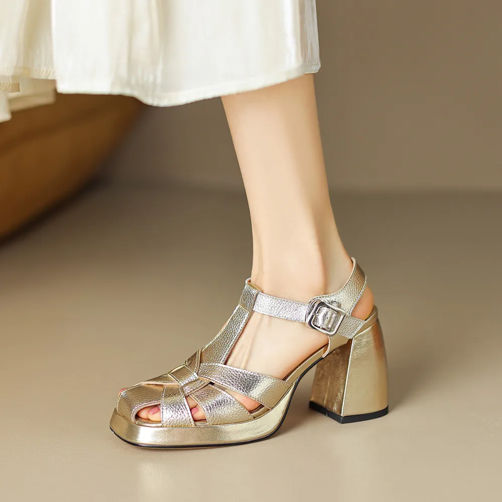 Aucegi Модные женские элегантные сандалии на высоком массивном каблуке летние