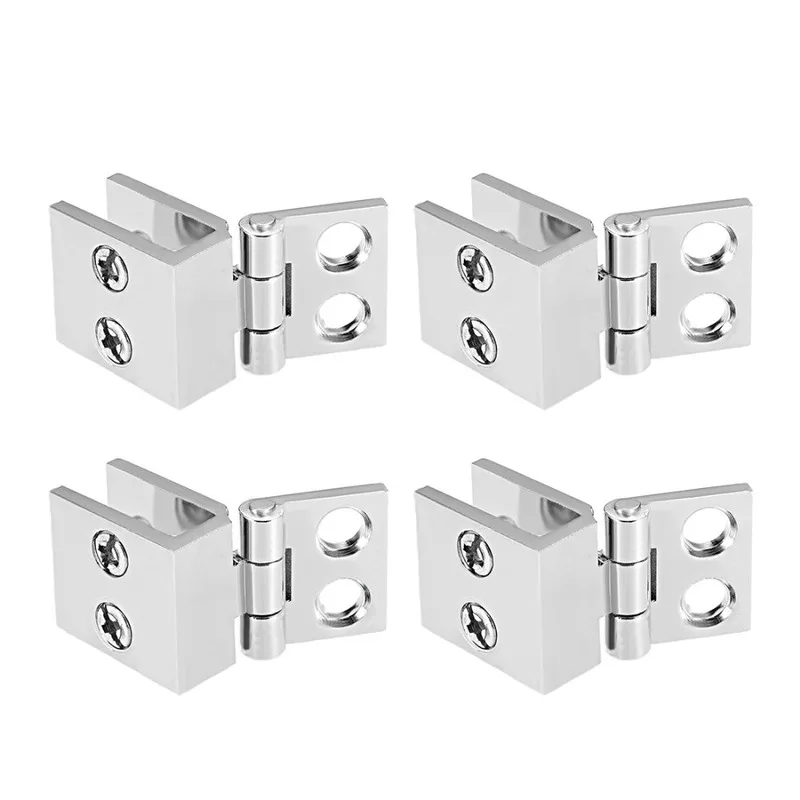 

4pcs for 5-8mm Thickness Glass Door Hinge Zinc Alloy Glass Clamp 0 Degree Glass Cupboard Showcase Cabinet Door Hinge