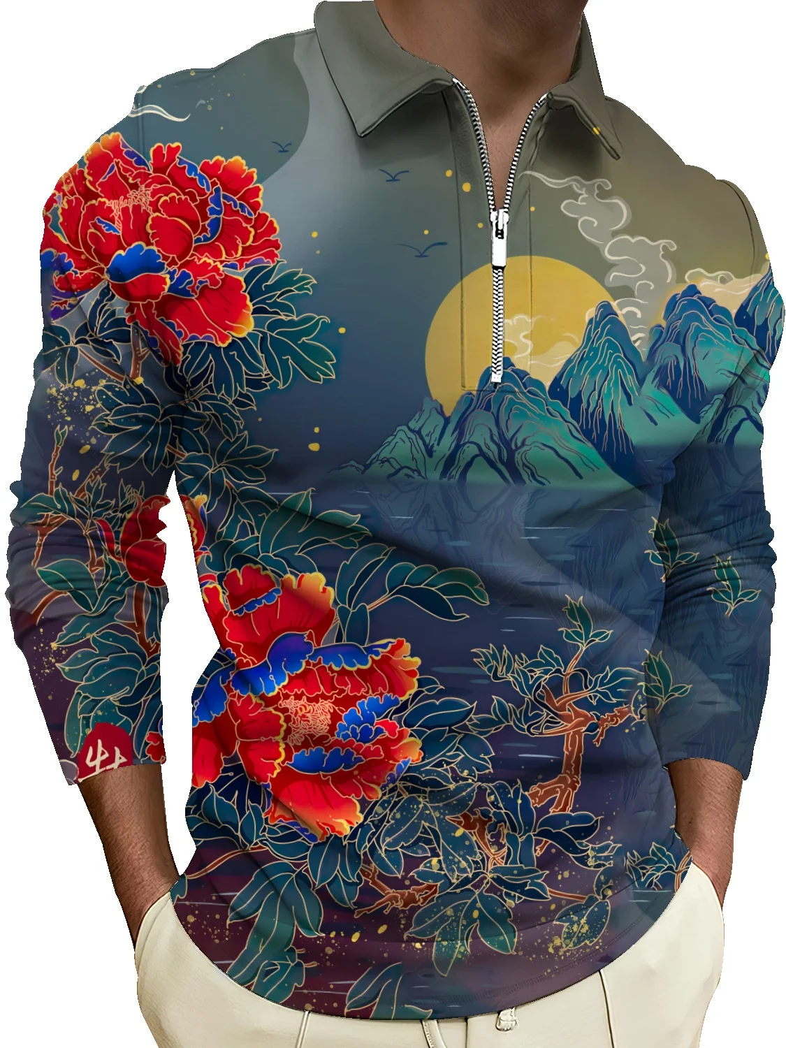 

Осень 2022 Простая рубашка-поло с длинными рукавами Мужская Корейская версия облегающий вязаный свитер с лацканами Мужская однотонная Базов...