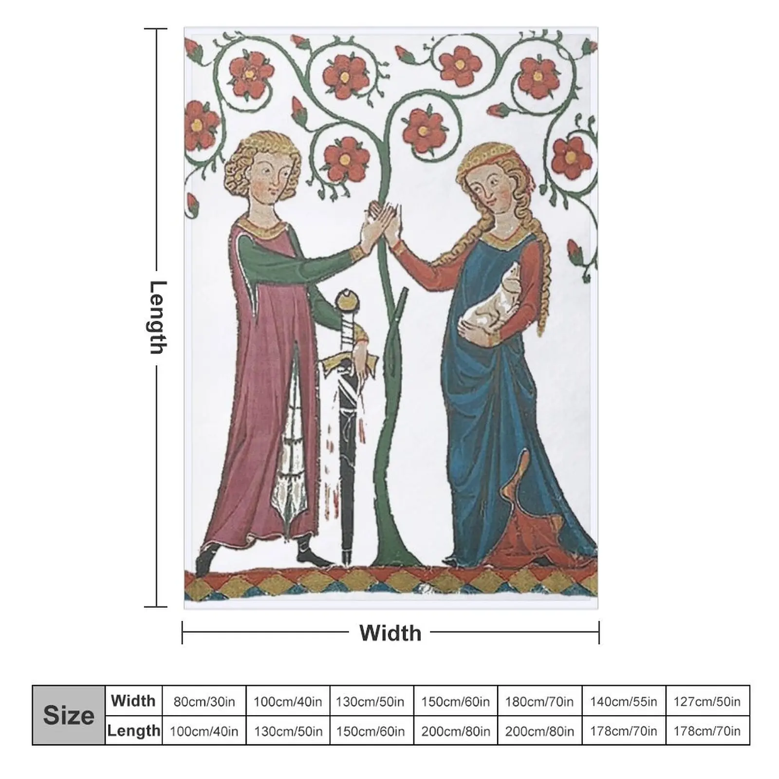 Средневековая пара немецкое одеяло около 1250 клетчатое мягкое