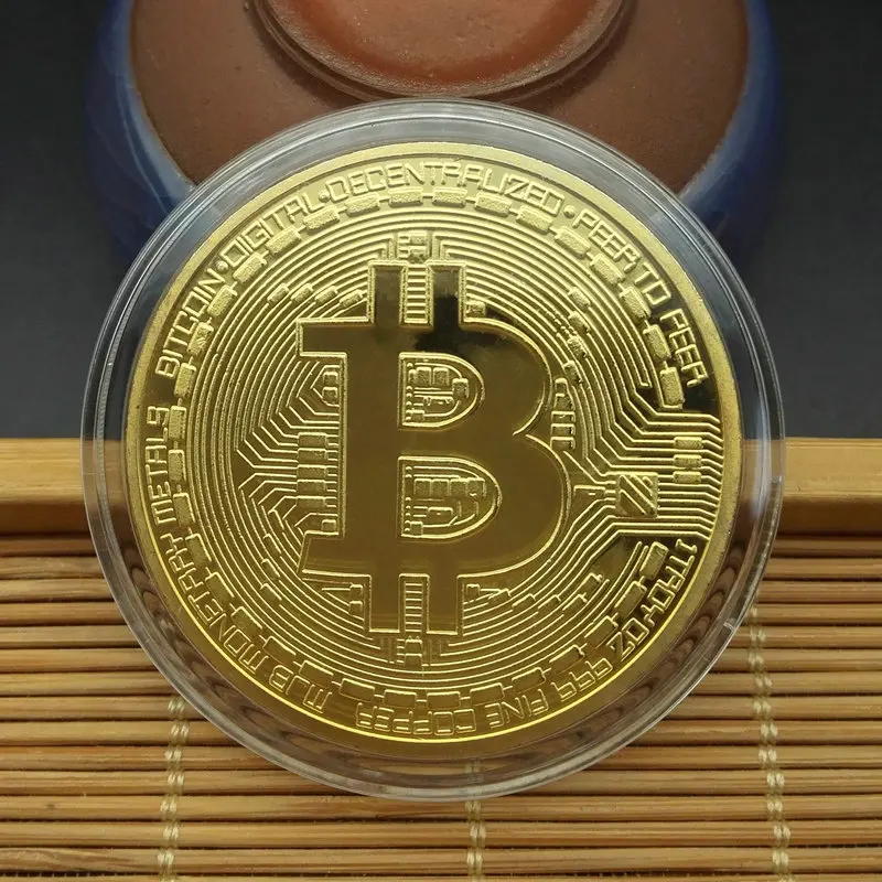 

Gold Plated Bitcoin Coin Collectible Art Collection Gift Physical commemorative Casascius Bit BTC Metal Antique Imitation Coins