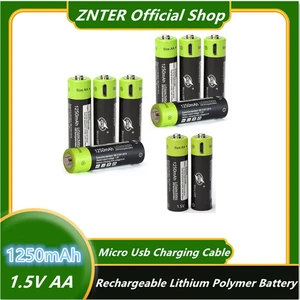 ZNTER 2550mwh 1.5V USB AA 1250mAh Li-polymer Li-po Usb Rechargeable Lithium Li-ion Battery Usb 2 Hours Fast Charge Drop shipping