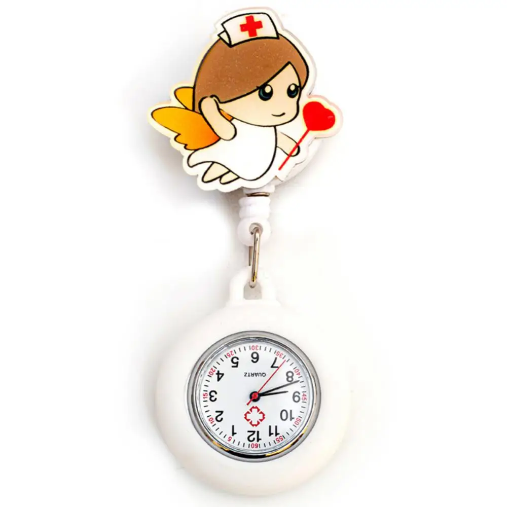 Lovely Colourful Pocket Watches Cartoon Models Nurse Doctor Retractable Silicone Hanging Watch For Women Men Gifts Clock images - 6