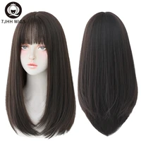 7jhh wigs long straight hair with bangs synthetic wigs for girls latest fashion hairstyles black crochet hair ginger wig