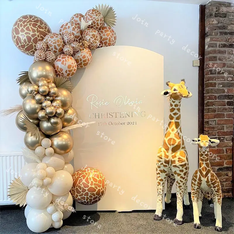 

Jungle Birthday Party Safari Baby Shower Giraffe Printed Balloon Garland Kit Decorations Kids Chrome Gold Latex Balloons