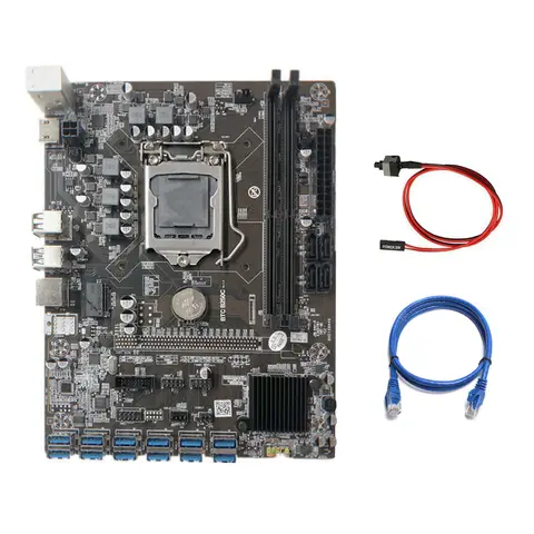 Материнская плата для майнинга B250C с сетевым кабелем RJ45 + кабель переключения 12 PCIE на USB 3,0 слот GPU LGA1151, поддержка DDR4 для майнинга