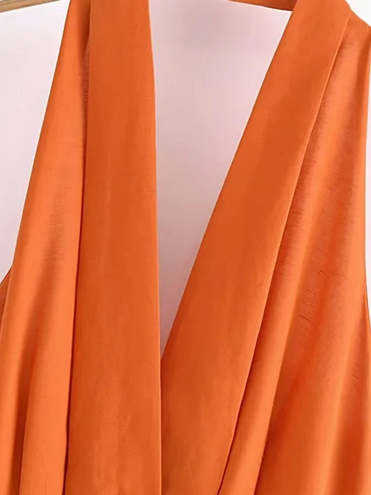 KAOPU ZA женское платье с галстуком бретелькой через шею боковой молнией и открытой