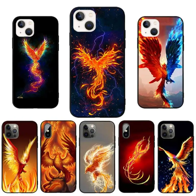 

Phoenix Phone Case Black Tpu For Iphone XR Xs 11 12 13 Mini Pro Max 6 7 8 Plus X 6s SE 2020 Cover