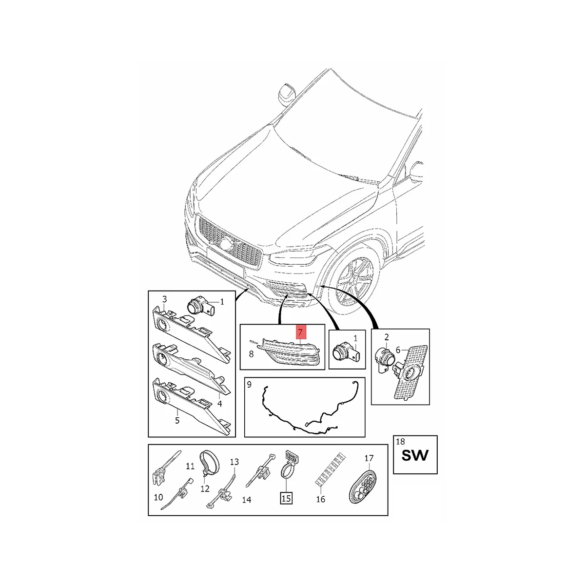 1 пара передний бампер противотуманная Рабочая решетка 31383045 31383044 для Volvo XC90 2016-2019