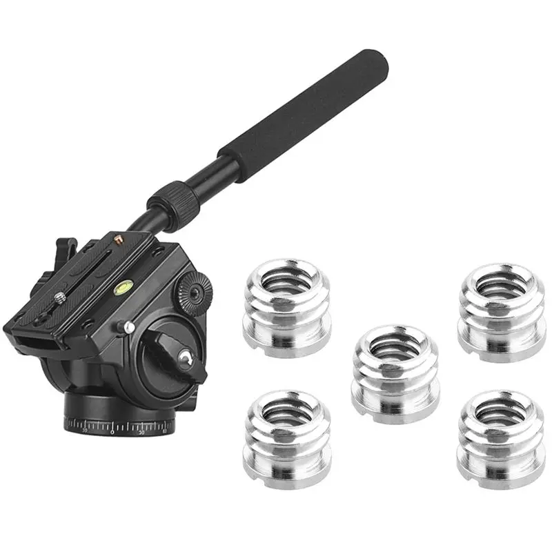 

5 Pcs 1/4 To 3/8 Inch Convert Screw Standard Adapter Reducer Bushing & 1Pcs Aluminum Camera Tripod Head 18Kg Load