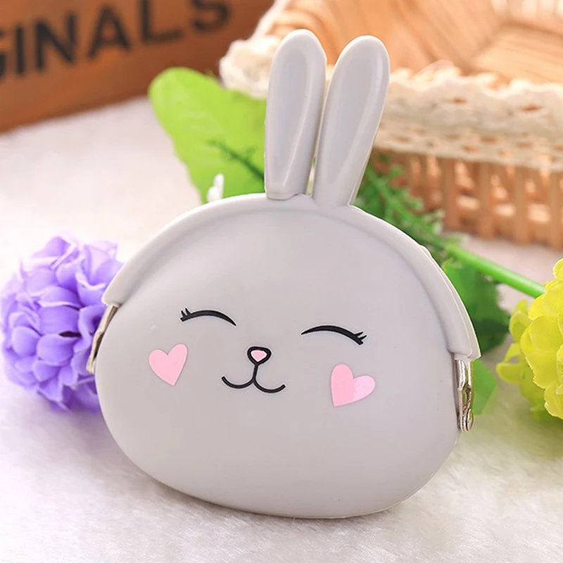 

Lovely Fashion Kawaii Cartoon Coin Purse Rabbit Pouch Women Girls Small Wallet Soft Silicone Bluetooth earphone Bag