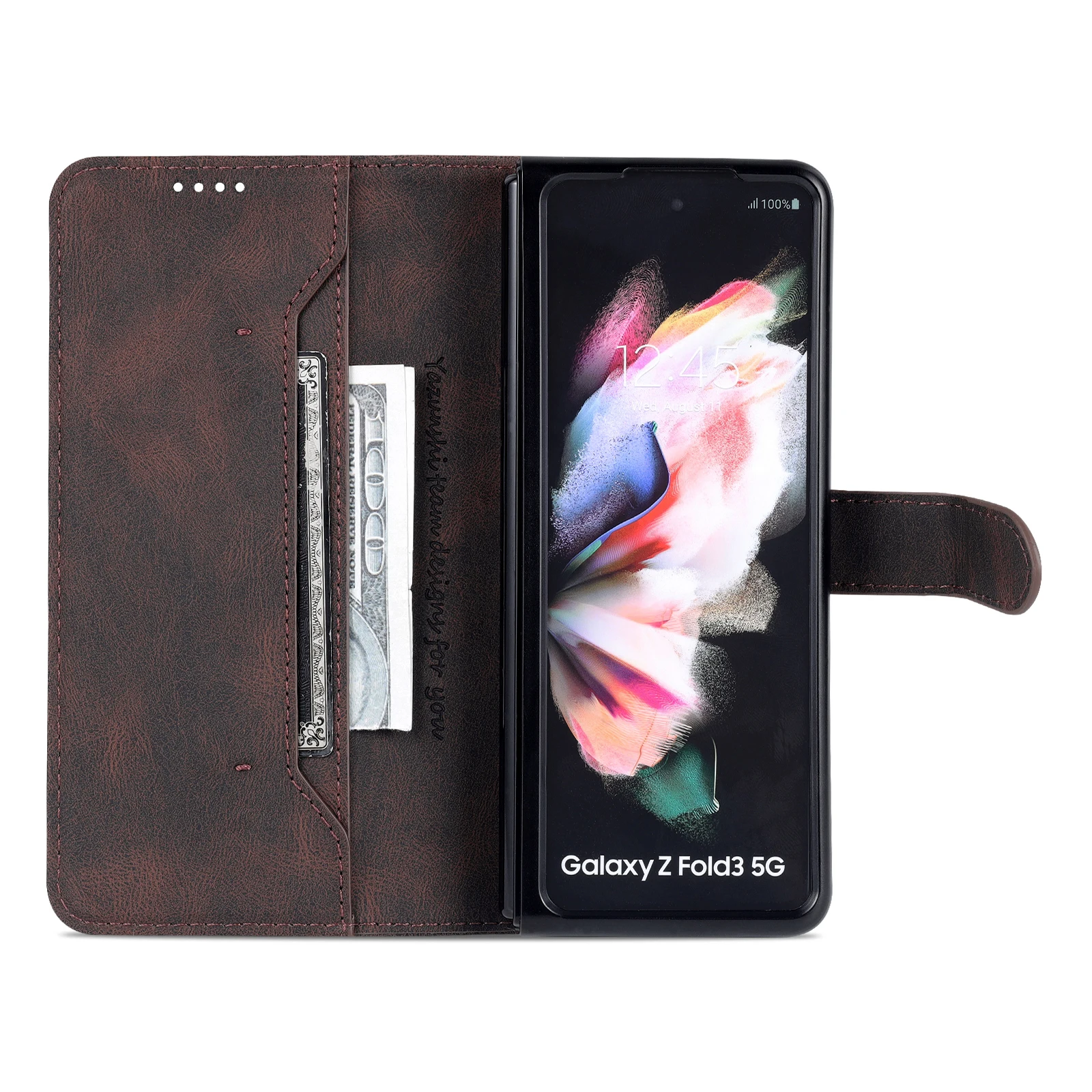 AZNS Leather Case Quality Fitted for Samsung Galaxy Z Fold 3 5G/ Fold3 5G Phone Bags Card Slots Wallet protective Holster
