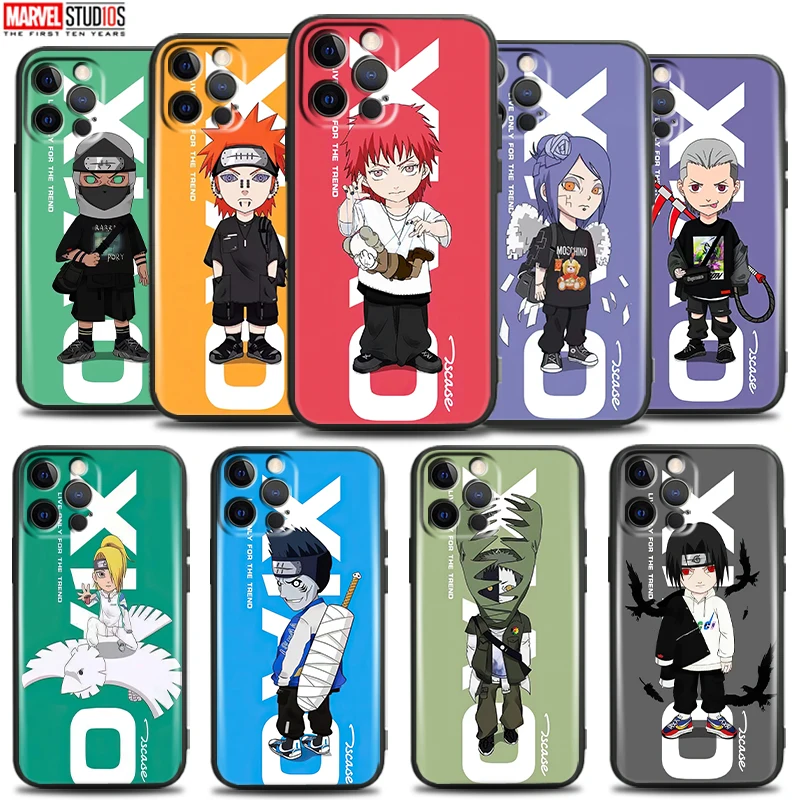 

Fashion Akatsuki Naruto For Apple iPhone 13 12 11 Pro 12 13 Mini X XR XS Max SE 6 6S 7 8 Plus Phone Case Liquid Silicon Carcasa
